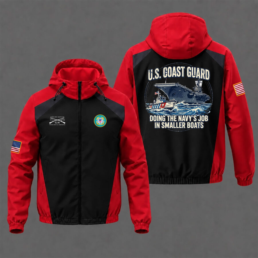 Alternative view of Veteran day 2026 U.S.COAST GUARD USCG212 " DOING THE NAVY'S JOB" Grunt Style Windbreaker Jacket