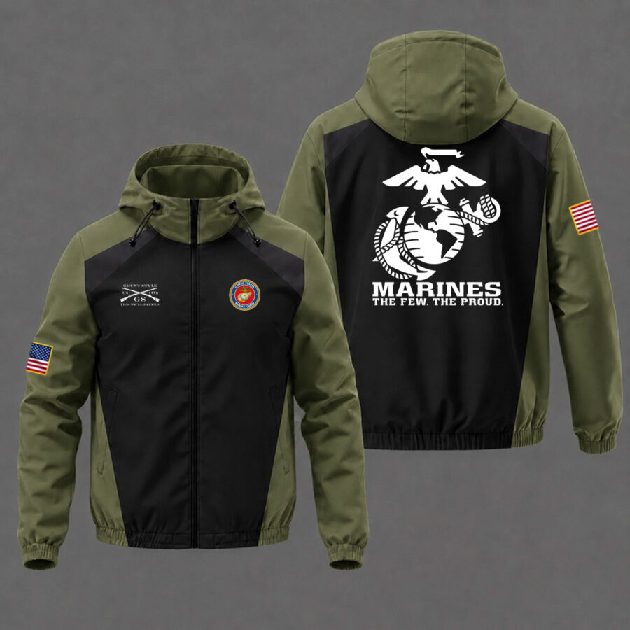 Alternative view of Veteran day 2026 U.S.MARINE CORPS USCG1001 "THE FEW. THE PROUD" Grunt Style Windbreaker Jacket