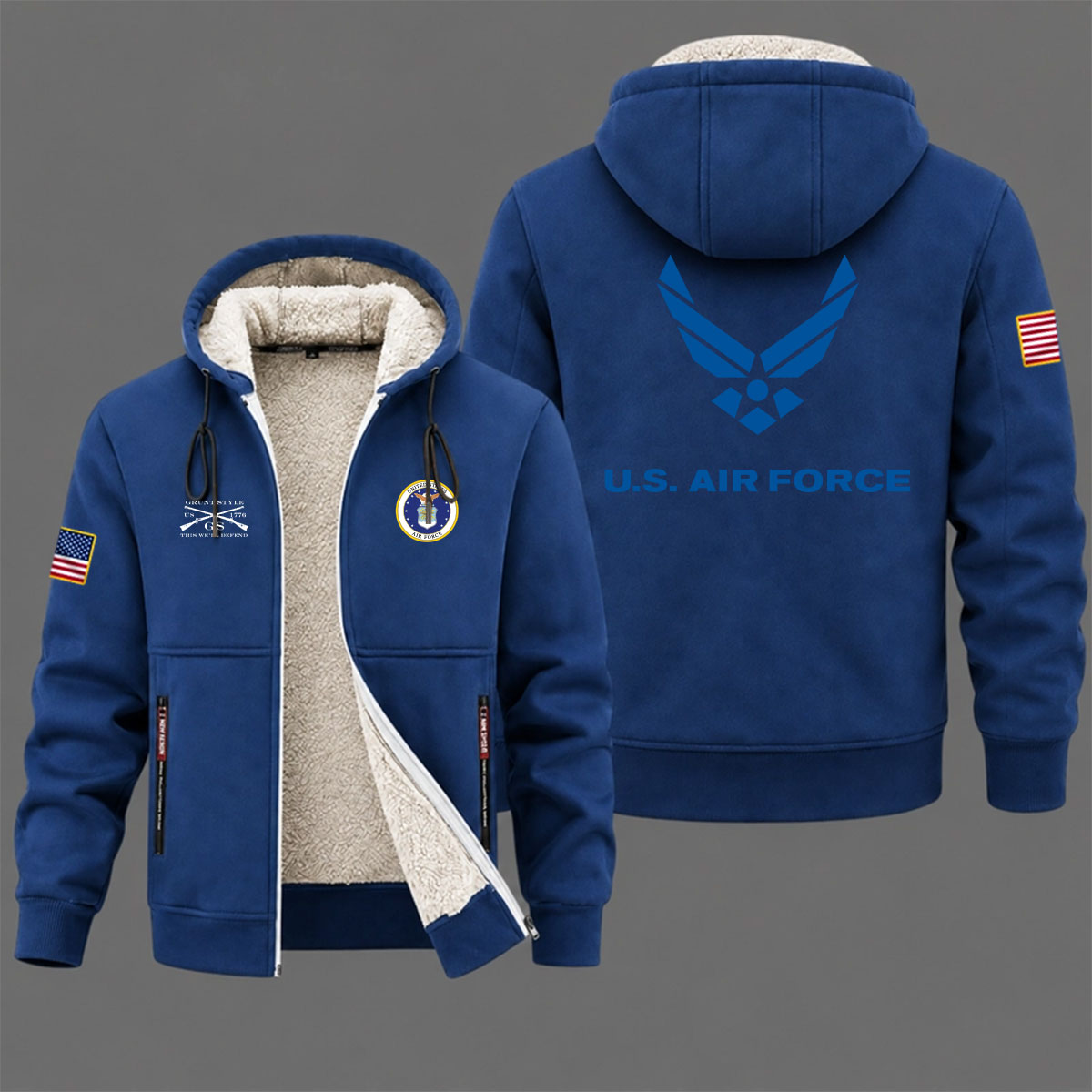 Veteran day 2026 U.S.AIRFORCE USAF206 Grunt Style Fleece Zip Hoodie