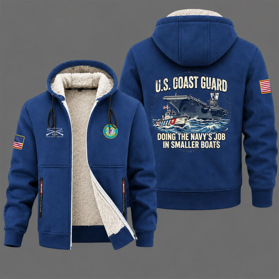Veteran day 2026 U.S.COAST GUARD USCG212 " DOING THE NAVY'S JOB" Grunt Style Fleece Zip Hoodie