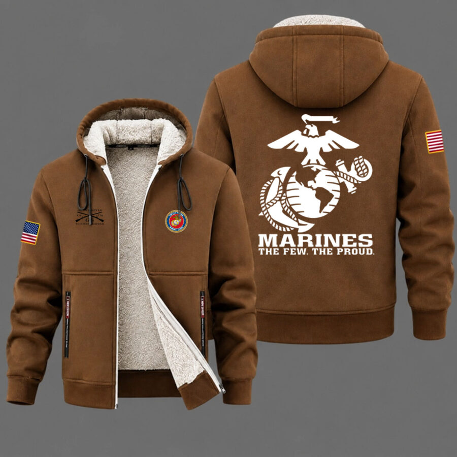 Veteran day 2026 U.S.MARINE CORPS USCG1001 "THE FEW. THE PROUD" Grunt Style Fleece Zip Hoodie