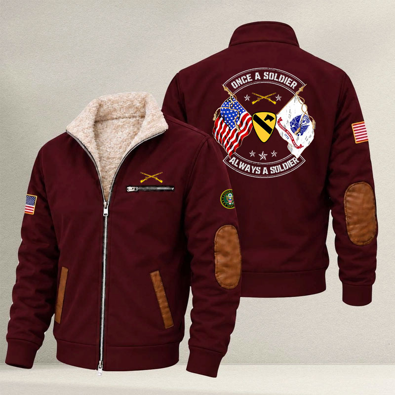 Alternative view of Veteran day 2026 Army Infantry 1st Cavalry Division USS2601 Fleece Zip Jacket