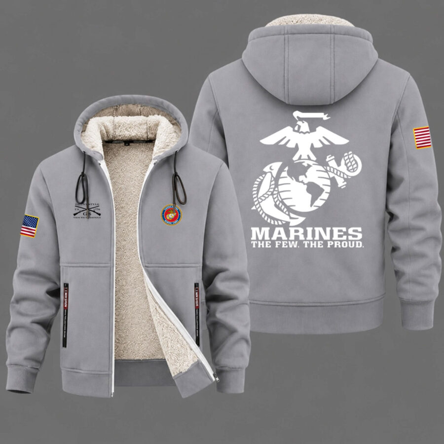 Alternative view of Veteran day 2026 U.S.MARINE CORPS USCG1001 "THE FEW. THE PROUD" Grunt Style Fleece Zip Hoodie