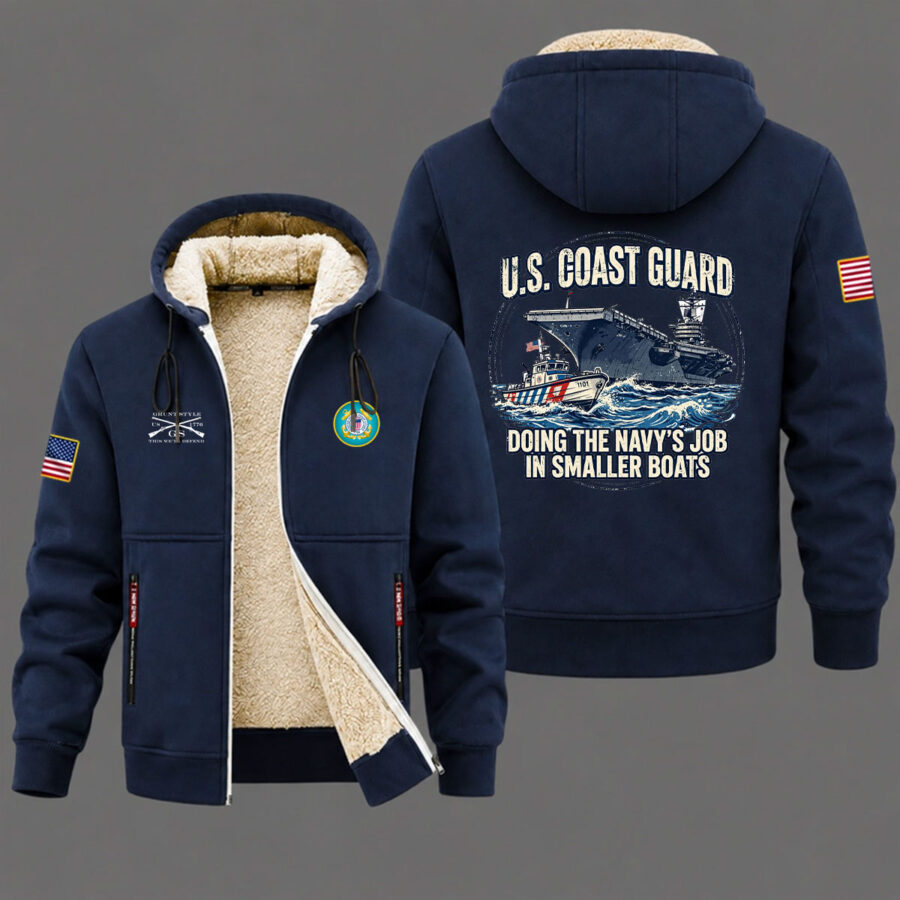 Alternative view of Veteran day 2026 U.S.COAST GUARD USCG212 " DOING THE NAVY'S JOB" Grunt Style Fleece Zip Hoodie