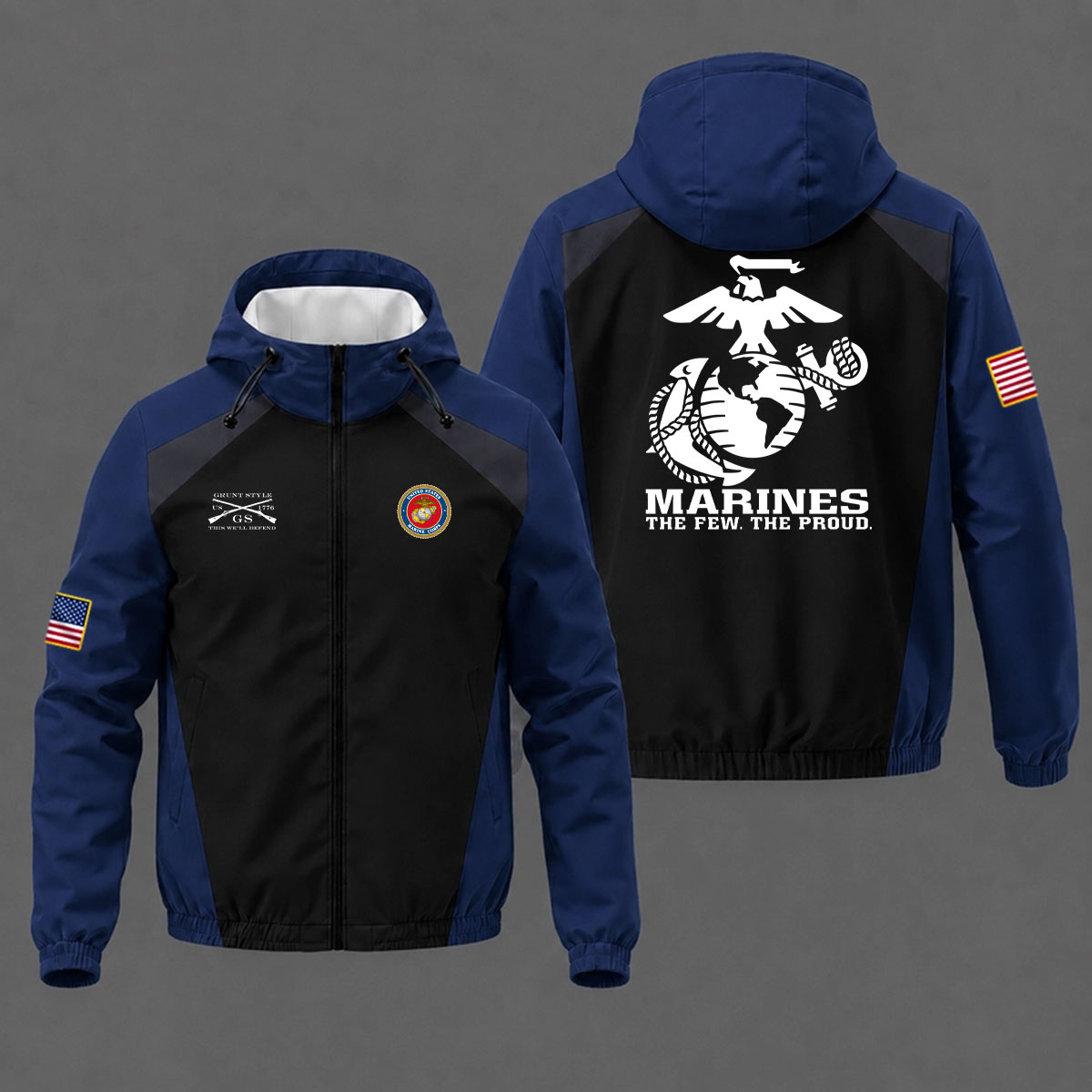 Veteran day 2026 U.S.MARINE CORPS USCG1001 "THE FEW. THE PROUD" Grunt Style Windbreaker Jacket - Image 3