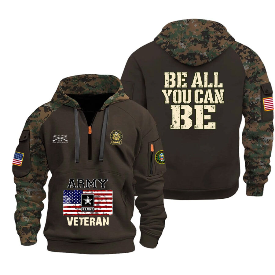 Alternative view of U.S. Army Veteran "Be All You Can Be" Camo Half-Zip Hoodie - US3