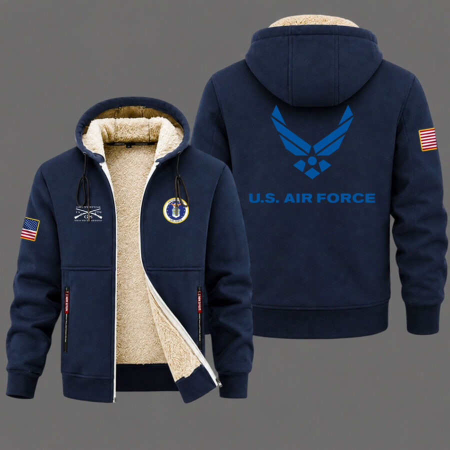 Alternative view of Veteran day 2026 U.S.AIRFORCE USAF206 Grunt Style Fleece Zip Hoodie