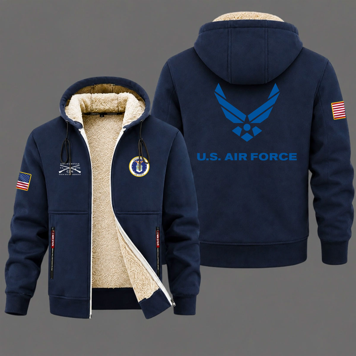 Veteran day 2026 U.S.AIRFORCE USAF206 Grunt Style Fleece Zip Hoodie - Image 2