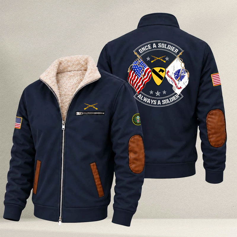 Veteran day 2026 Army Infantry 1st Cavalry Division USS2601 Fleece Zip Jacket - Image 3
