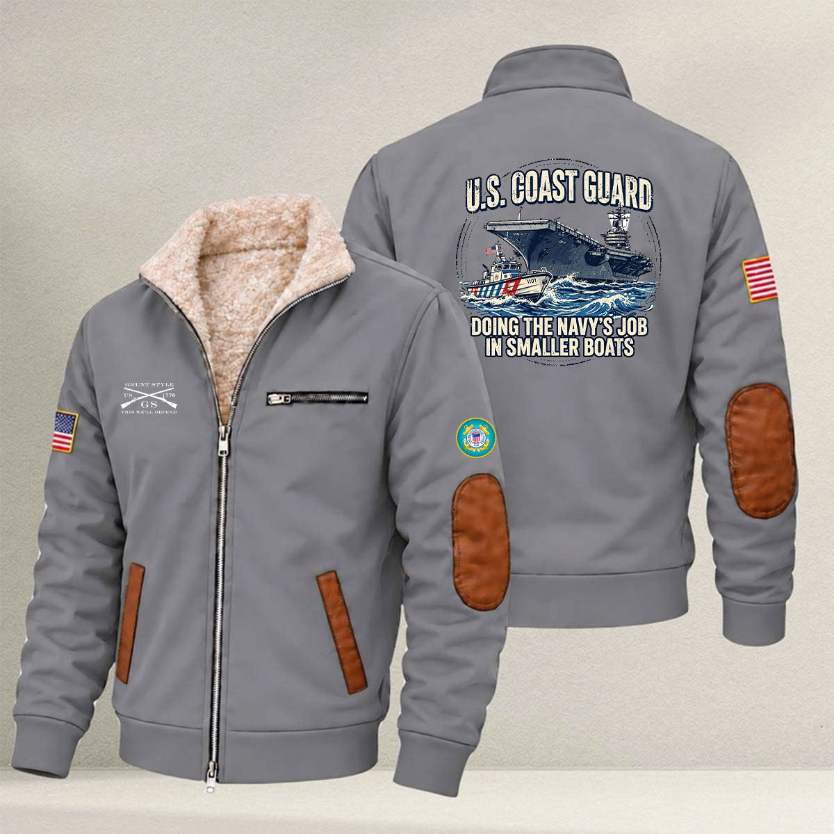 Veteran day 2026 U.S.COAST GUARD USCG212 " DOING THE NAVY'S JOB" Grunt Style Fleece Zip Jacket - Image 5