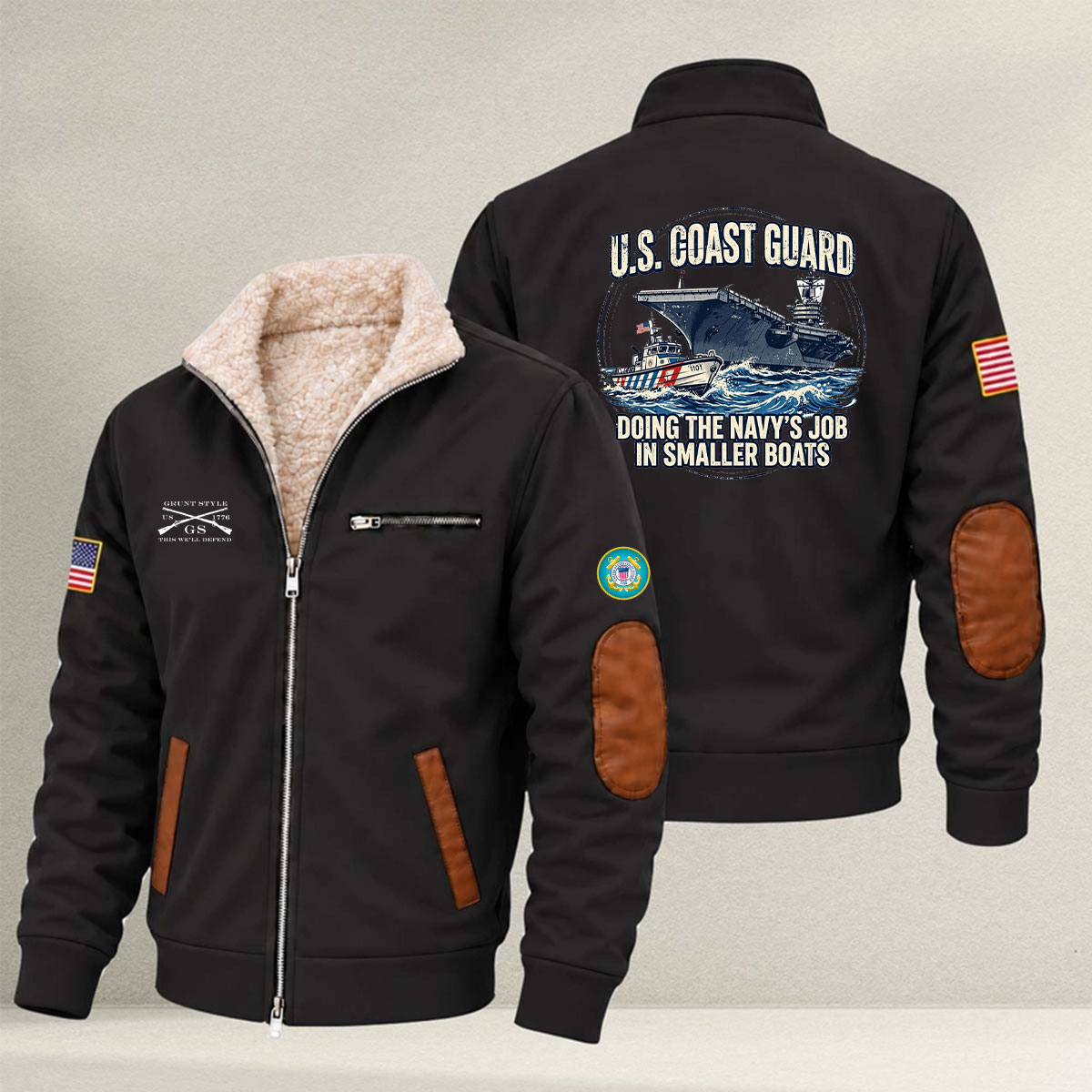 Veteran day 2026 U.S.COAST GUARD USCG212 " DOING THE NAVY'S JOB" Grunt Style Fleece Zip Jacket - Image 6
