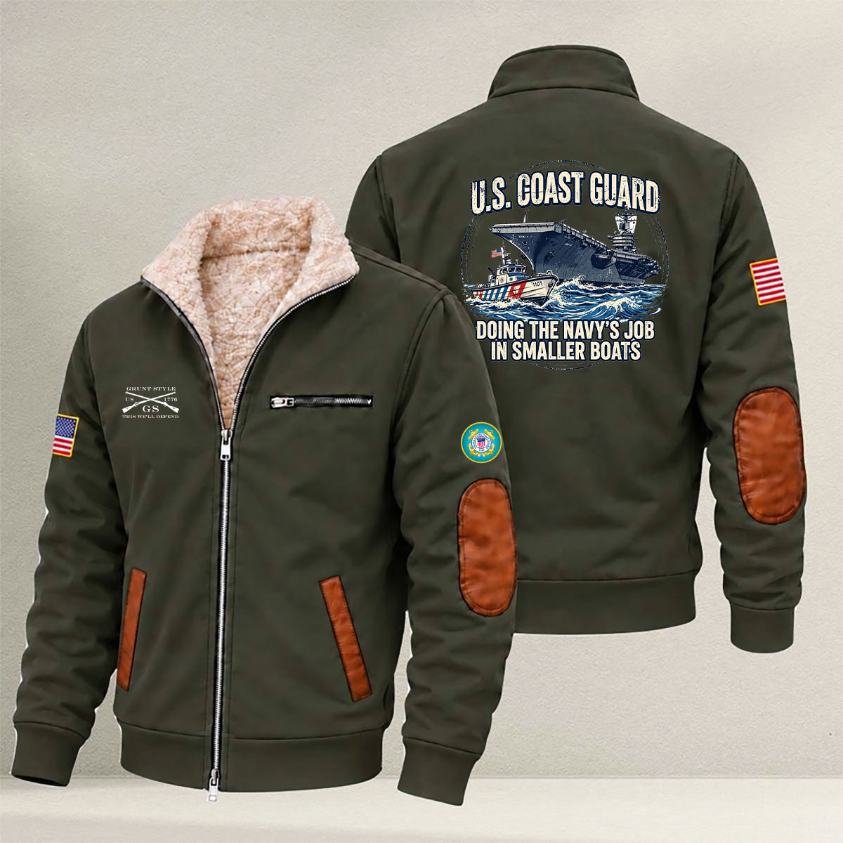 Veteran day 2026 U.S.COAST GUARD USCG212 " DOING THE NAVY'S JOB" Grunt Style Fleece Zip Jacket - Image 7