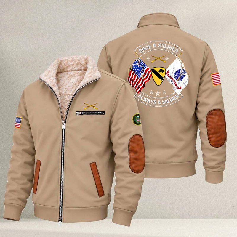 Veteran day 2026 Army Infantry 1st Cavalry Division USS2601 Fleece Zip Jacket - Image 4