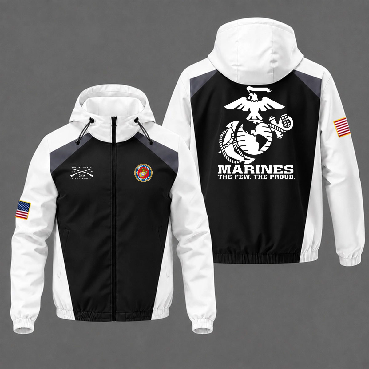 Veteran day 2026 U.S.MARINE CORPS USCG1001 "THE FEW. THE PROUD" Grunt Style Windbreaker Jacket - Image 5