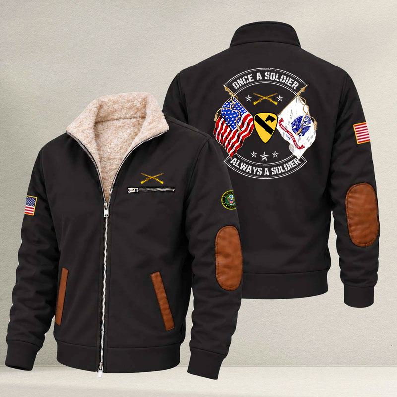 Veteran day 2026 Army Infantry 1st Cavalry Division USS2601 Fleece Zip Jacket - Image 6