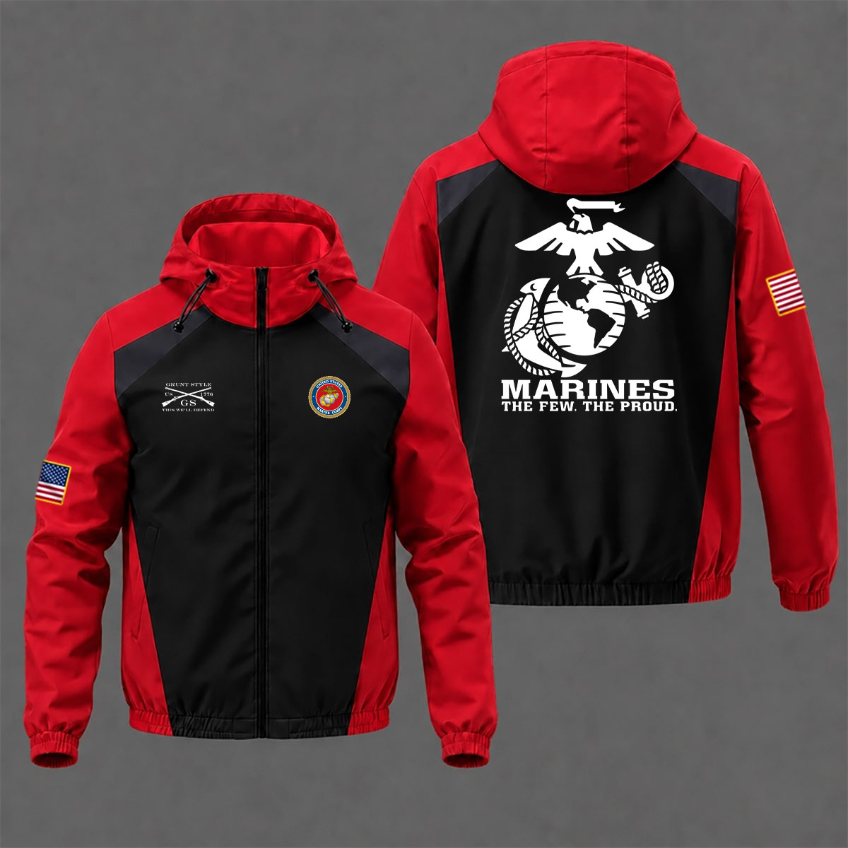 Veteran day 2026 U.S.MARINE CORPS USCG1001 "THE FEW. THE PROUD" Grunt Style Windbreaker Jacket - Image 6