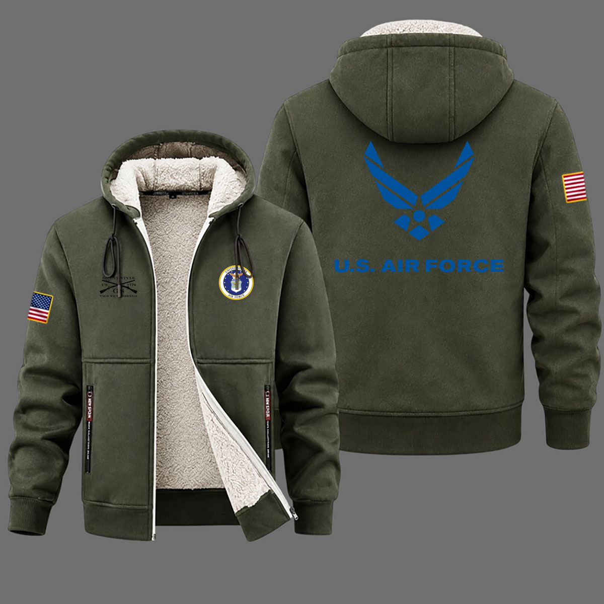 Veteran day 2026 U.S.AIRFORCE USAF206 Grunt Style Fleece Zip Hoodie - Image 7
