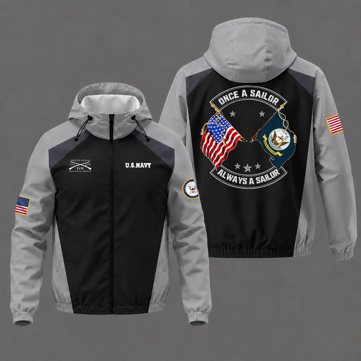 Veteran day 2026 U.S.NAVY "ONCE A SAILOR- ALWAYS A SAILOR" USNV101 Grunt Style Windbreaker Jacket - Image 3