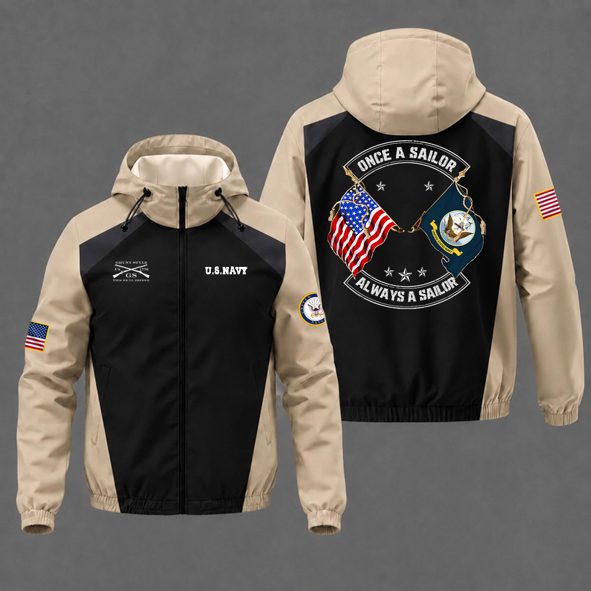 Veteran day 2026 U.S.NAVY "ONCE A SAILOR- ALWAYS A SAILOR" USNV101 Grunt Style Windbreaker Jacket - Image 4