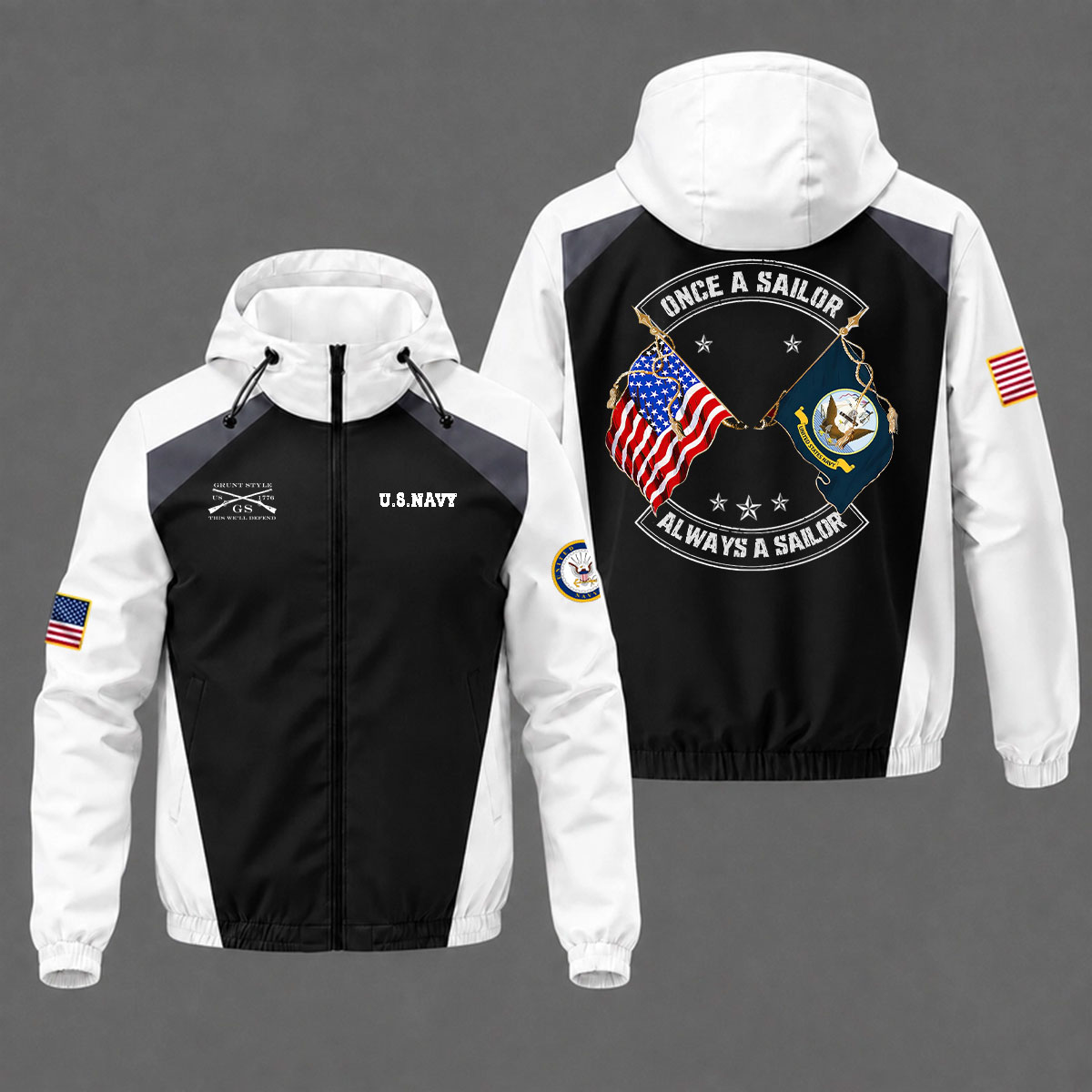 Veteran day 2026 U.S.NAVY "ONCE A SAILOR- ALWAYS A SAILOR" USNV101 Grunt Style Windbreaker Jacket - Image 5