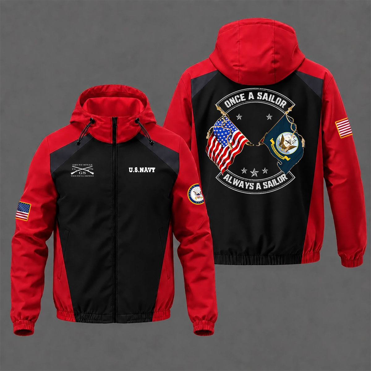 Veteran day 2026 U.S.NAVY "ONCE A SAILOR- ALWAYS A SAILOR" USNV101 Grunt Style Windbreaker Jacket - Image 6