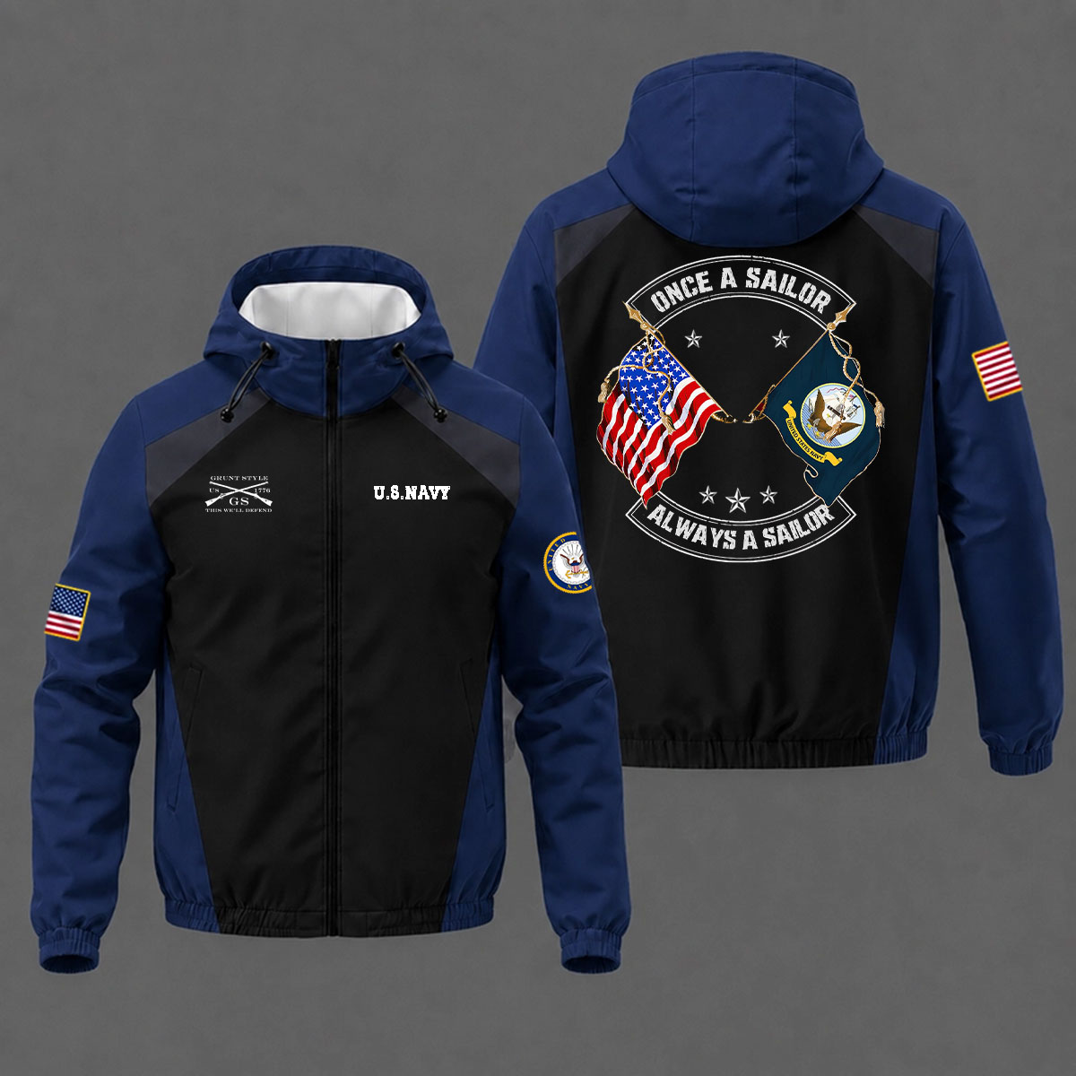 Veteran day 2026 U.S.NAVY "ONCE A SAILOR- ALWAYS A SAILOR" USNV101 Grunt Style Windbreaker Jacket