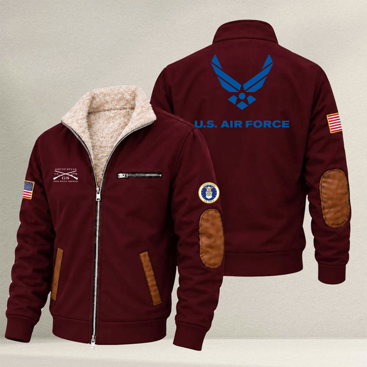 Veteran day 2026 U.S.AIRFORCE USAF206 Grunt Style Fleece Zip Jacket - Image 2