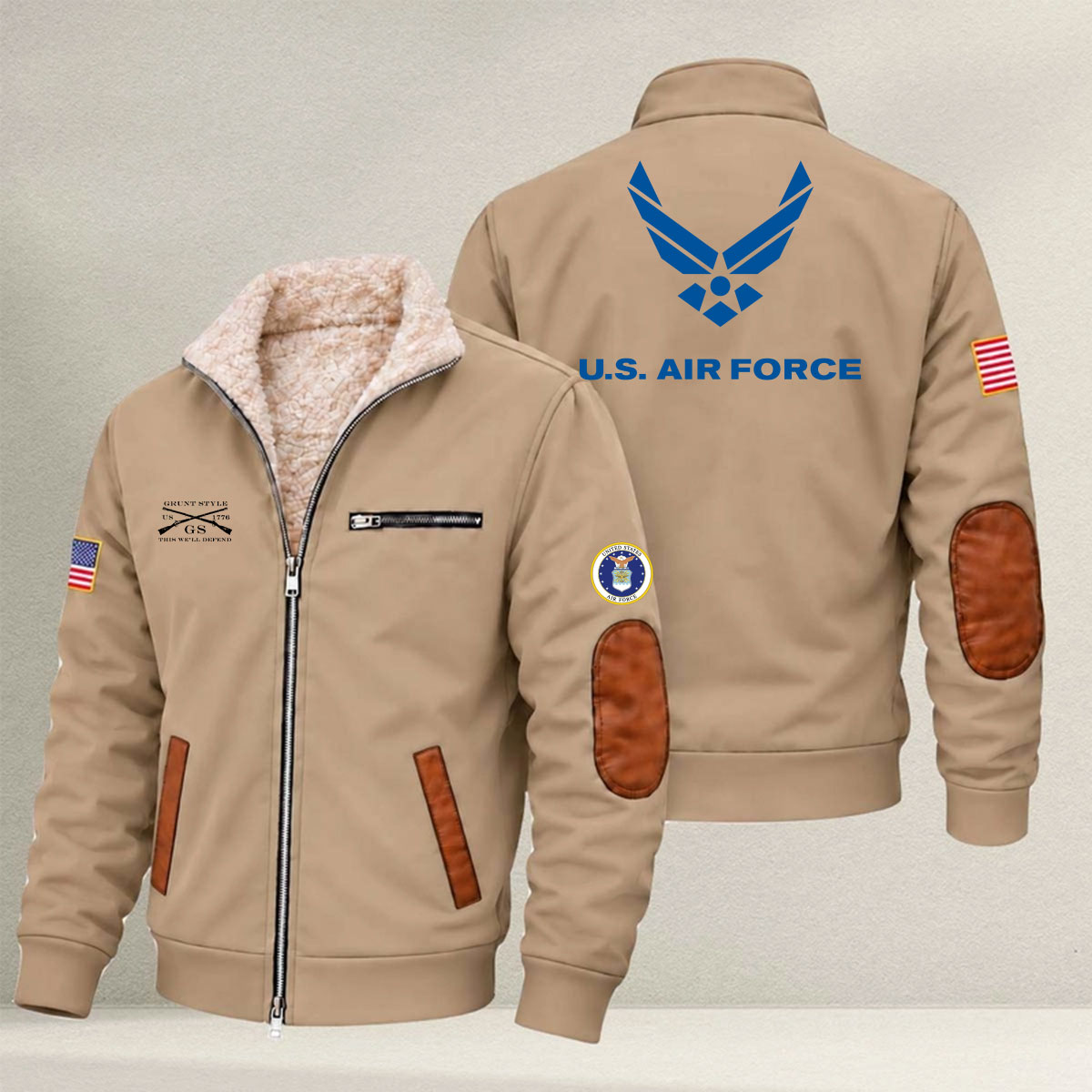 Veteran day 2026 U.S.AIRFORCE USAF206 Grunt Style Fleece Zip Jacket - Image 3