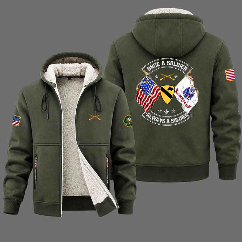 Veteran day 2026 Army Infantry 1st Cavalry Division USS2601 Fleece Zip Hoodie